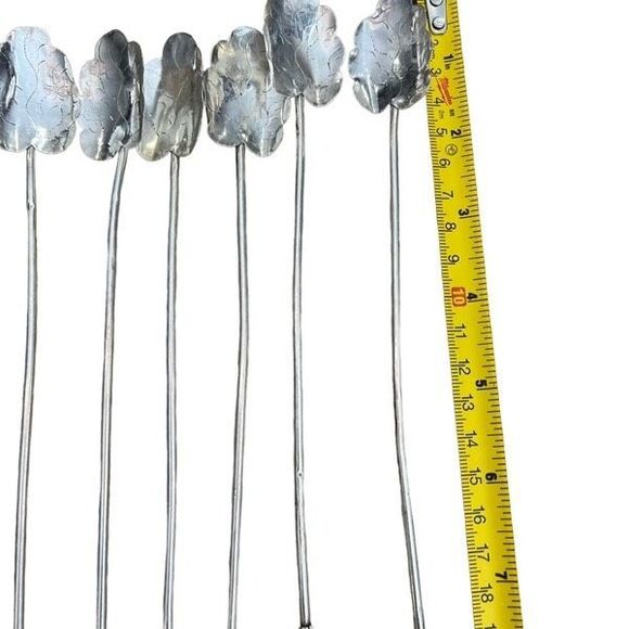 Sterling Silver Iced Tea Spoon Stirrers 7 Piece Set .925 Mexico Handmade Vintage - Picture 7 of 9